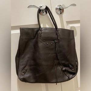 Brown Leather Shopping Tote Bag